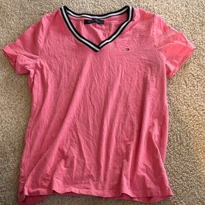 Tommy Hilfiger Coral V-Neck Short Sleeve Tee